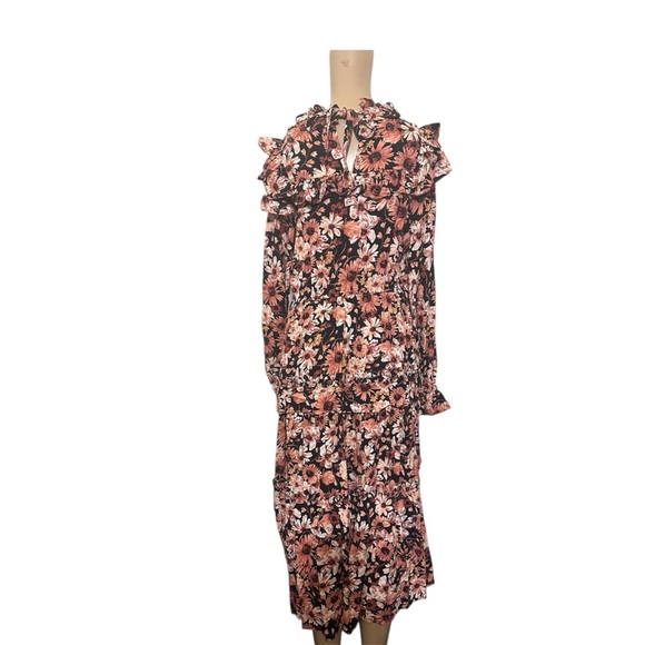 Rachel Parcell Black and Pink Floral fall Long Sleeve Dress - Picture 4 of 6